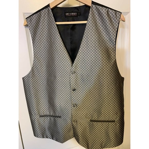 Umo‎ Lorenzo Formal Wear Men’s Sz L Vest Silver Black - Picture 1 of 6